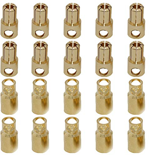 Boladge 10 Paires Connecteur de Balle de Fiche Banane Mâle Femelle Prise 8.0mm 8mm Plaqué Or pour Batterie Moteur Lipo ESC