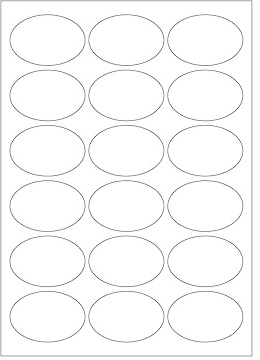 MADE IN GERMANY 90 ovale Etiketten selbstklebend 63,5 x 42,3 mm weiß permanent klebend auf Bogen A4 (5 Bögen x 18 Etik.) CS Label – Universaletiketten zum Beschriften und Bedrucken.