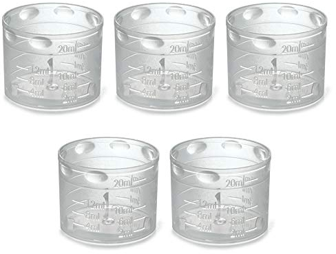5x Kunststoff Messbecher - 20 ml - transparent - 2/2,5/3/4/5/6/7/7,5/8/9/10/11/12/12,5/15/20 ml