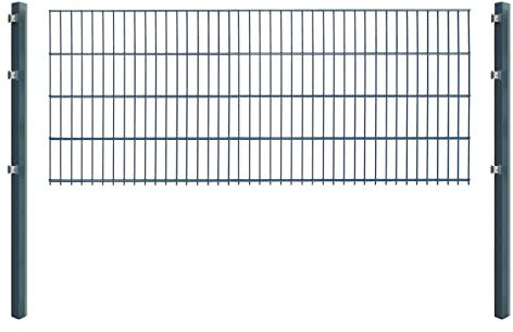 Doppelstabmattenzaun - Komplettset inkl. Pfosten (60x40mm) und Montagematerial - Verschiedene Längen und Höhen – Grün oder Anthrazit (L 8 m - H 83 cm, anthrazit)