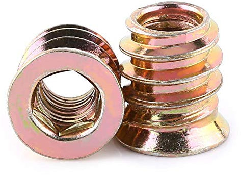 Dadi Inserto 20 pezzi Inserti Filettat Dado Esagonale a Testa Esagonale Filettato per Mobili in Legno Materiale in Acciaio al Carbonio Zincato (M6*13mm)