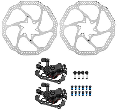 Outbit Bike Disc Brake, Fahrrad Mechanische Scheibenbremsen, MTB Hydraulisches Scheibenbremssystem Radfahren Vorderrad Hinterer Bremssattel mit 160 mm Rotoren für Fahrräder