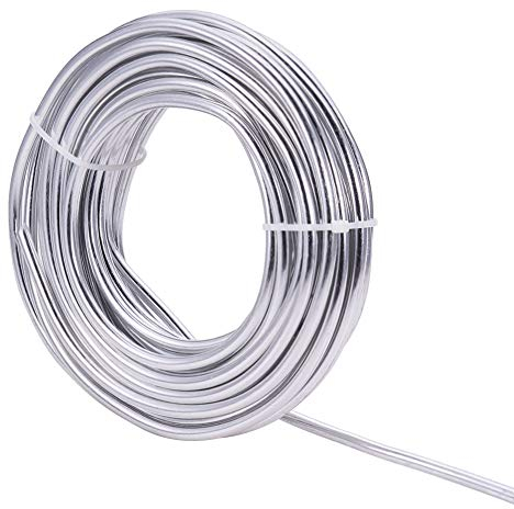 BENECREAT 4 Gauge (5 mm) Silber Aluminiumdraht 32 Fuß (10 m) Biegsamer Metallskulpturdraht für die Herstellung von Schmuckstücken mit Blumenmodellen und Perlenschmuck