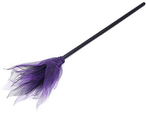 geneic Halloween Plastic Witch Flying Broom Mesh Tulle Detachable Handle Wizard Broomstick Masquerade Cosplay Costume Props Dress Up Decoration