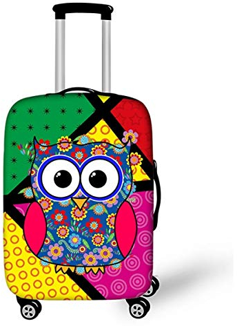 Elastisch Kofferhülle, DOTBUY 3D Reise Kofferschutzhülle Gepäck Cover Reisekoffer Hülle Schutz Bezug Schutzhülle Waschbare Reisetasche Kofferbezug (Gemusterte Eule,L (26-28 Zoll))