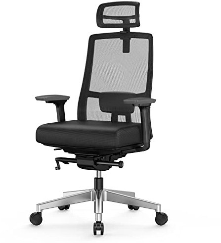Duwinson Ergonomischer Schreibtischstuhl mit 4-Wege-Verstellarmlehne, Mesh Bürostuhl, Wippfunktion, Verstellbarer Kopfstütze, Gepolsterter Lordosenstütze, Höhenverstellbar Computerstuhl, Drehstuhl