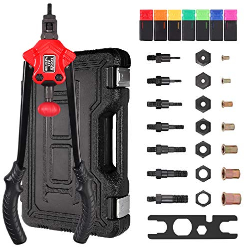 AMTOVL Nietmutternzange Set 12'' 305mm Nietzange Handnietgerät M3 M4 M5 M6 M8 M10 Nietpistolen Set Nietwerkzeuge mit 125 TLG. Muttern
