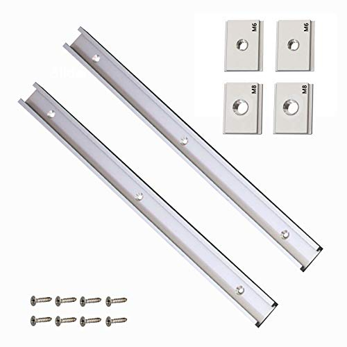 Opaltool 2Pcs 400mm T Track Mitre Track Fente de montage de gabarit avec vis auto-adhésives et 2Pcs M8 T-Track Écrou coulissant 2Pcs M6 T-Track Écrou coulissant pour le travail du bois