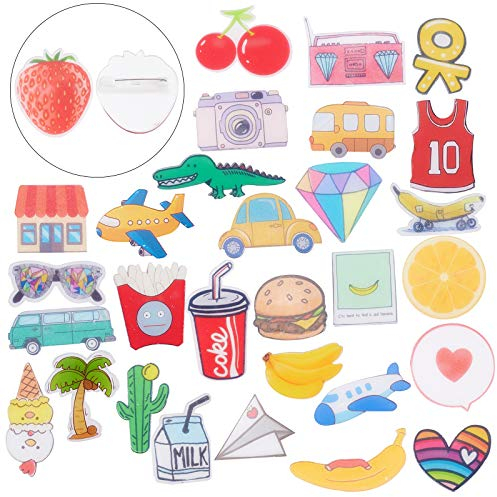 SUPERFINDINGS 30pcs Cute Brosche Pins Cartoon Acryl Pins Set Revers Abzeichen Für Kleidung Taschen Rucksäcke Hut Jacke