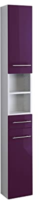 Held Möbel Bad Seitenschrank Parma in Hochglanz aubergine 25 cm breit
