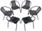 DKIEI 6 Pcs Stackable Garden Bistro Chairs - Rattan Woven Seat, Metal Frame, Black, 72 * 56 * 54.5cm