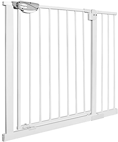 HENGMEI Auto Close Türschutzgitter Treppengitter mit Druckbefestigung,Schutzgitter für Kinder Oder Tier,Baby Türgitter Treppen Absperrgitter,ohne Bohren,180° Zweiwegeöffnung(95-105cm,Weiß)