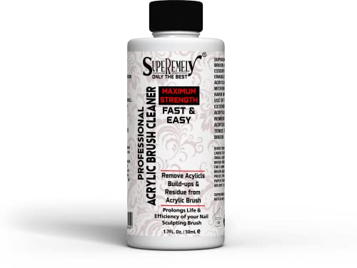 Supremly Acrylic Nail Brush Cleaner 50ml | Powerful Liquid Cleaner For Acrylic Gel Nail Brushes | Remove Oil Residue And Build-up | All Purpose Makeup Brushes Cleaner