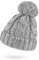 Neverless® Damen Mütze Grobstrick Strick-Bommel Pudelmütze Zopfstrickmuster Wintermütze Umschlag Hellgrau Unisize