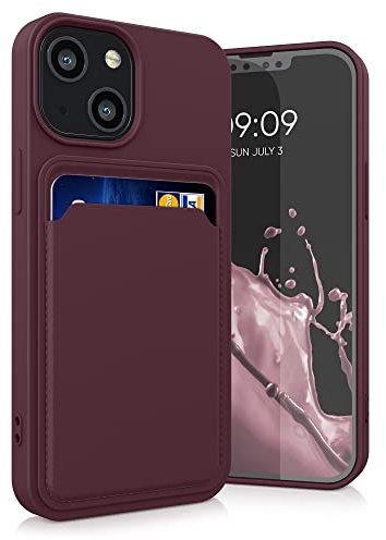 kwmobile Handyhülle kompatibel mit Apple iPhone 13 mini Hülle - Handy Cover mit Fach für Karten - in Tawny Red