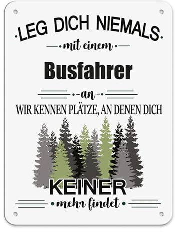 PR Print Royal Berufe Blech-Schild - Leg Dich Niemals mit einem Busfahrer an - Lustiges Geschenk Büro, Job, Arbeit, Kollegen, Freunde, Metall-Poster - Querformat A5