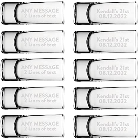Personalised Name Shot Shooter Glass Tall Double 60ml Multi Pack 5, 10, 20, 30, 40, 50, 100 Glasses Stag Hen Do Wedding Favour Birthday Tequila Rum Gin Whisky