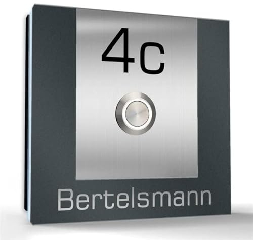 Tomtec Edelstahl Aufputzklingel 120x120mm anthrazit RAL 7016