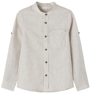 NAME IT Jungen Nkmfish Ls Shirt Ff Noos Hemd, Brown Lentil, 122-128 EU