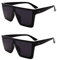 FOURCHEN Quadratische, übergroße Sonnenbrille für Damen und Herren, modisch, flaches Oberteil, großer Rahmen (2 black)