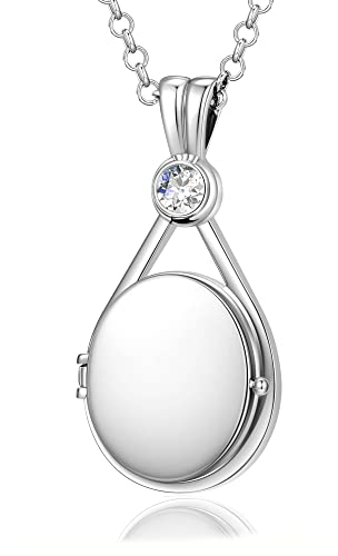 VICKWOOD H2O Plötzlich Meerjungfrau mit Platin Beschichtet 5A Zirkonia h2o Medaillon Personalisiertes Amulett für Bilder Geschenk für Frauen zum Geburtstag