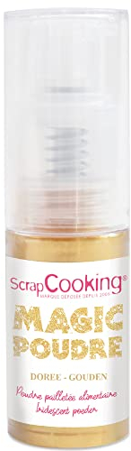 ScrapCooking - Spray Paillettes Or Alimentaire - Magic Poudre 7 g - Poudre Pailletée Dorée - Faites Briller vos Pâtisseries, Biscuits, Macarons, Pâtes à Sucre, Cupcakes, Gâteaux, Bûches - 4297