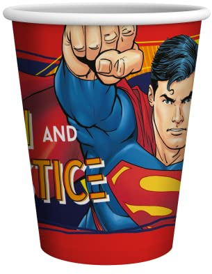 Party Factory `Superman´ 10 Pappbecher, 250ml, bunt, Einwegbecher, Partybecher für Kindergeburtstag oder Mottoparty
