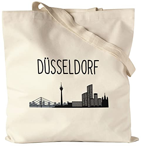 Hey!Print DÜSSELDORF Skyline Jutebeutel Stoffbeutel Canvas Souvenir Andenken Deutsche Großstädte Motiv Stadt Silhouette Geschenkidee Umzug