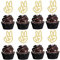Gyufise 24 Stück Peace-Zeichen Hand Cupcake Toppers Peacekeeper Cupcake Picks Gold Glitter Peace Sign Cake Topper Hand Peace Zeichen Kuchen Dekoration für 2. Geburtstag Frieden Motto Party Jahrestag