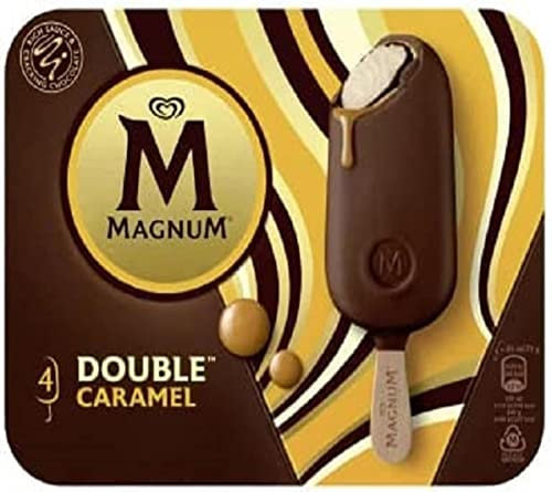 MAGNUM Bâtonnet Glacé Double Carame, Le paquet de 4, 284g
