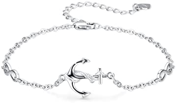 MEDWISE Anker Fußkettchen 925 Sterling Silber Unendlichkeit Anker Fußkettchen Damen Fußkette Armkette Nautisches Schmuck Fussketterl für Mutter Mama Muttertagsgeschenk Damen Mädchen Ehefrau Freundin