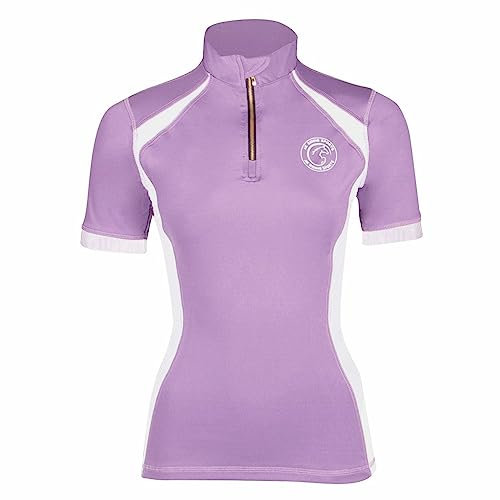 AK Genie Short Sleeve Horse Riding Base Layer AKRS-6066 (UK, Alpha, S, Regular, Regular, Purple/White)