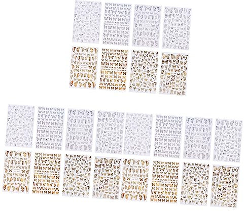 FRCOLOR 24sheets Cute Nail Stickers Butterfly Nail Art Decals French Manicure Sticker Art Supplies for Boys and Girls Random Style