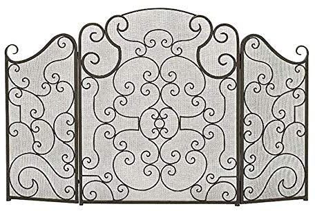 Fireplace Spark Protection Arched Top Design Spark Guard, Bold And Unique Fireplace Screen For Electric Fireplace Space Heater, Scroll Spark Guard Cover Spark Guard Cover Decoration