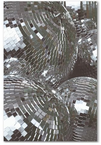 Retro-Discokugel-Poster, Wandkunst, ästhetisches Disco-Poster, Retro, trendige Wandkunst, schwarzes Disco-Poster, flippige Vintage-Drucke, adrette Disco-Kugelmalerei, Disco-Kunstwerk, 40,6 x 61 cm,