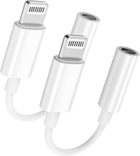 2er-Pack Kopfhöreradapter für iPhone,MFI-Zertifiziert Lightning-auf-3,5-mm-Kopfhöreranschluss-Adapter,iPhone auf 3,5-mm-Aux-Audiokabel-Kopfhörer-Konverter,Kompatibel mit iPhone 14 Pro/13/12/11/X/8/7