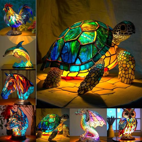 SAROZZTAL 5.9'' TiertischlLampe Vintage-Tischlampe mit Harztieren, Tier-Tischlampen-Serie, Vintage Tier-Tischlampen für Wohnzimmer, Tier-Nachtlicht für Raumdekoration (Size : J)