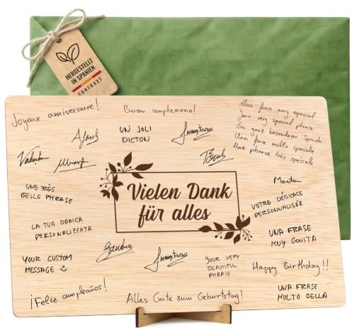 CONTRAXT Dankeschön-Geschenke für besondere Menschen. Originelle Dankeskarten oder Unterschriftenbuch aus Holz für Geburtstage von Freunden, Kollegen, Männern und Frauen (Danke)