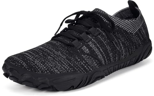 Barefoot Minimaliste Uomo Donna Scarpe da Pianta Larga Trail Sneaker Camminata Running Leggere Flessibile con Zero Drop Soles Nero Grigio 41