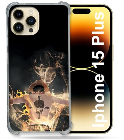 Cokitec Reinforced Case for iPhone 15 Plus (6.7) Manga One Piece Ace Black