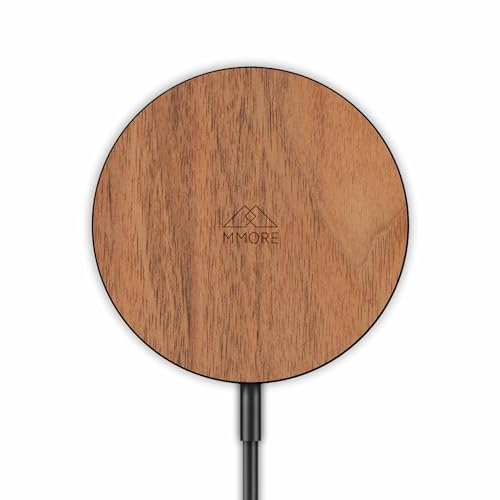 MMORE Chargeur sans fil avec bois de noyer européen - Noir