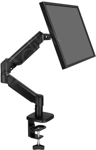 Dihl Single Monitor Desk Mounting Arm with Spring Tension System, Home Office, 13 to 32 inch Flat or Curved Screens up to 9.5KG, Easy Install, Fully Adjustable, VESA 75x75 or 100x100, Black