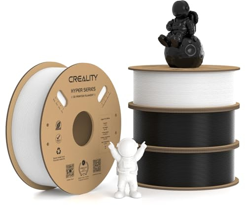 Creality Hyper PLA-Filament, 1,75 mm, Schwarz und Weiß, 4 kg, 30–600 mm/s, Hochgeschwindigkeits-PLA-3D-Drucker-Filament, 4 Stück, 1 kg Spule, Maßgenauigkeit +/- 0,02 mm, passend für die meisten