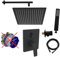vanvilla Duschsystem mit Unterputz Duscharmatur von Hansa Twist Einhebelmischer und vanvilla Regendusche mit Armatur, Duschkopf eckig, Dusch-SET AS101-ob schwarz matt