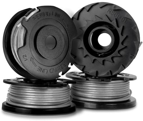 Anbooc 4 Pcs Strimmer Spool Line for Bosch, Lawn Mower Replacement Spool F016800569/ F016800385, Brushcutter Wire 16ft, Strimmer Wire Black