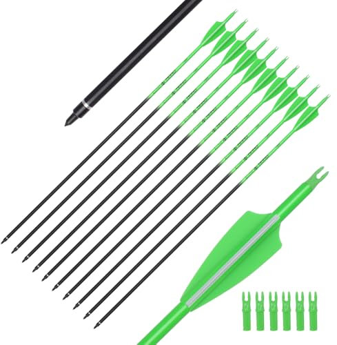 Pfeile für Bogenschießen 30 Zoll Carbonpfeile Bogenpfeile Jagdpfeile für Recurvebogen Langbogen Outdoor Zielschießen(6/12 Stück)
