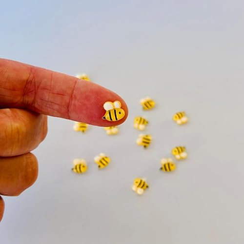 50 Stück Miniatur Bienen Dekoration, Mikro Deko, Mini Harz Bienen, Bienenform Handwerk Verzierung, für Miniatur-Puppenhaus-Zubehör, Garten Dekorations, DIY Haarspangen