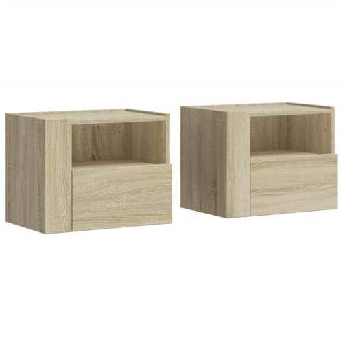 vidaXL Wand Nachttisch 2 STK., Nachtschrank mit Stauraum Wandmontage, Nachtkommode Hängend, Nachtkonsole Wandschrank für Schlafzimmer, Sonoma-Eiche