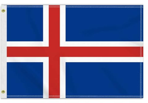 MacLand Island-Flagge, 60 x 90 cm, 150D Isländer, doppelseitiger Druck, amerikanische Dekoration für Terrasse, Garten, mit Messingösen