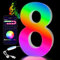 LED Zahlenleuchten 8 – Farbwechsel Nummernlicht mit APP-Steuerung – Geschenk Junge 18 Jahre, Deko für Geburtstag, Party, Wand & Tisch